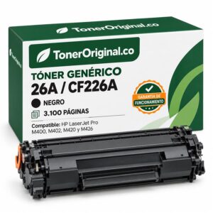 Tóner genérico HP 26A CF226A negro de 3.100 páginas compatible con impresoras LaserJet Pro M400 M402 M420 y M426