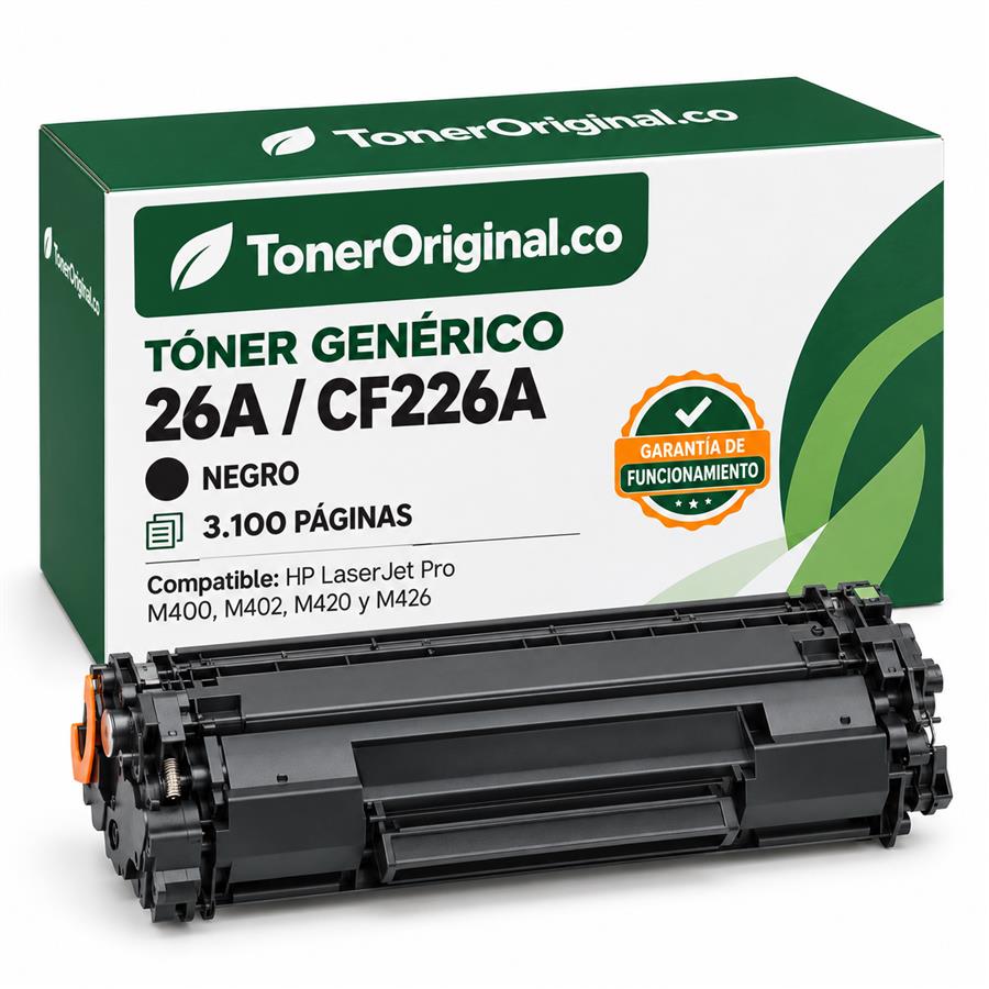 Tóner genérico HP 26A CF226A negro de 3.100 páginas compatible con impresoras LaserJet Pro M400 M402 M420 y M426