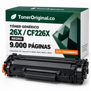 Tóner genérico HP 26X CF226X negro de alto rendimiento, 9.000 páginas, compatible con LaserJet Pro M400 M402 M420 y M426
