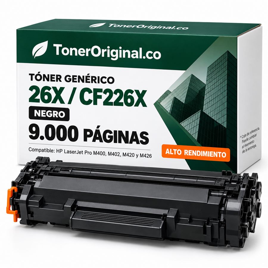 Tóner genérico HP 26X CF226X negro de alto rendimiento, 9.000 páginas, compatible con LaserJet Pro M400 M402 M420 y M426