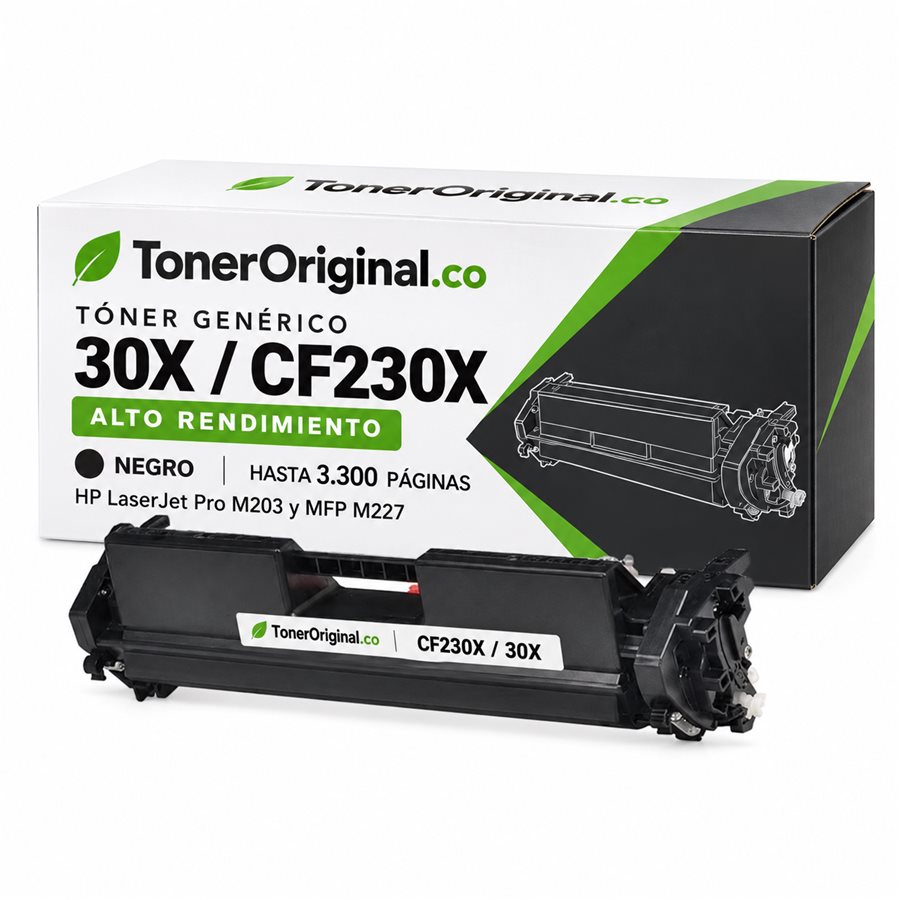 Tóner genérico HP 30X CF230X negro alto rendimiento de 3.300 páginas para LaserJet Pro M203 y MFP M227