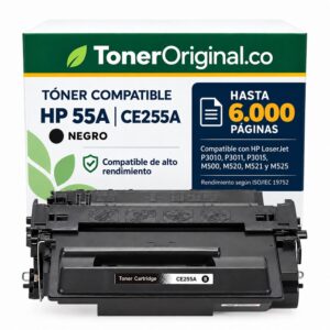Tóner genérico HP 55A CE255A negro compatible para impresoras HP LaserJet P3010 P3011 P3015 M500 M520 M521 y M525
