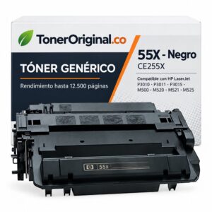 Tóner genérico HP 55X CE255X negro compatible para impresoras HP LaserJet P3010 P3011 P3015 M500 M520 M521 y M525